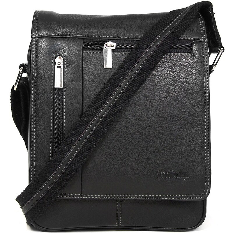 Sendi DESIGN Pánská kožená taška přes rameno SendiDesign IG703 - černá