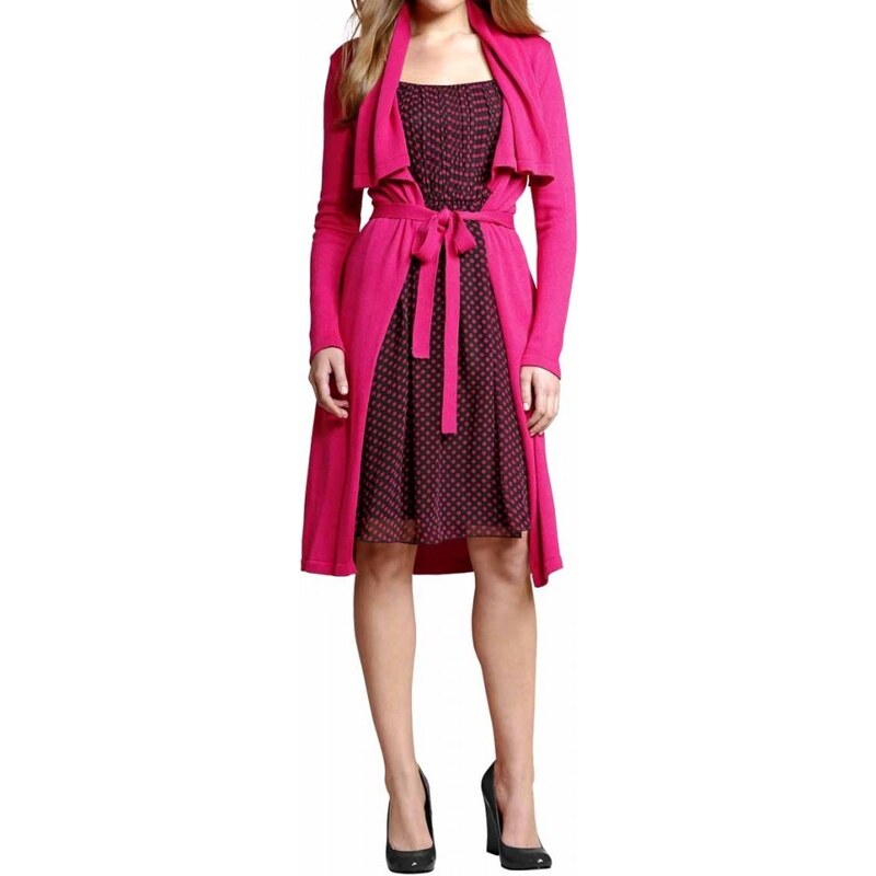 Apart Dlouhý pletený svetr APART v růžové barvě