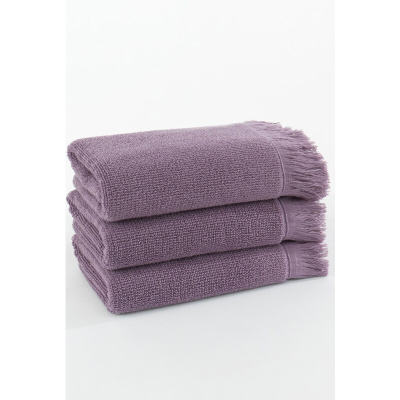 Soft Cotton Malý ručník FRINGE 32x50 cm, Fialová, Lila, 550 gr / m², Česaná prémiová bavlna 100% DOBBY