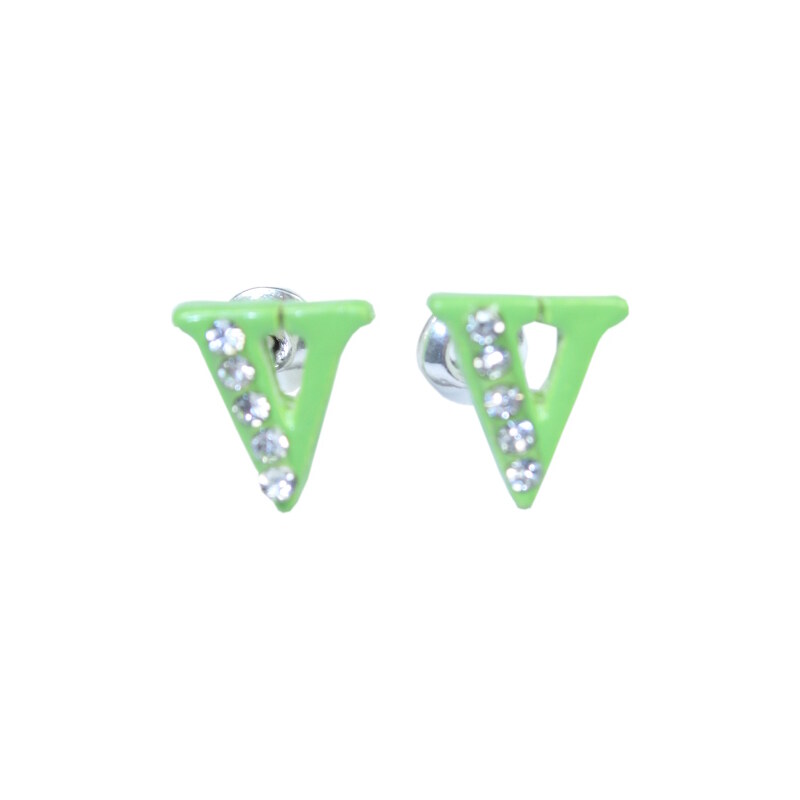 Design V - náušnice s kamínky zelená