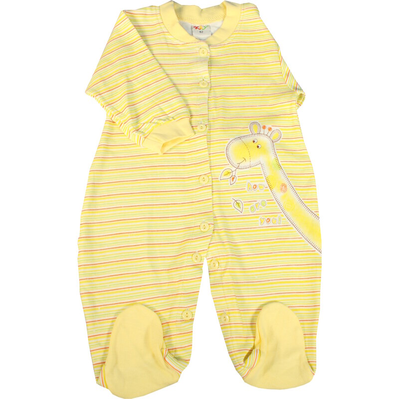 Polska Baby Yellow proužkovaný dětský overal 0-3 měs žlutá