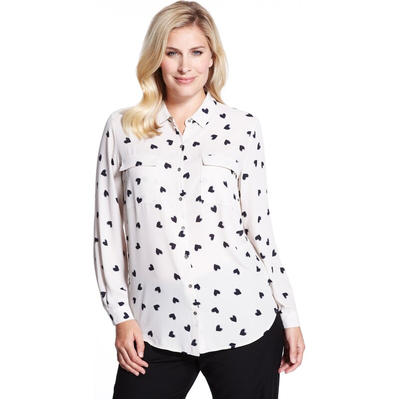 Marks and Spencer Plus No Peep™ Twin Pockets Heart Print Blouse
