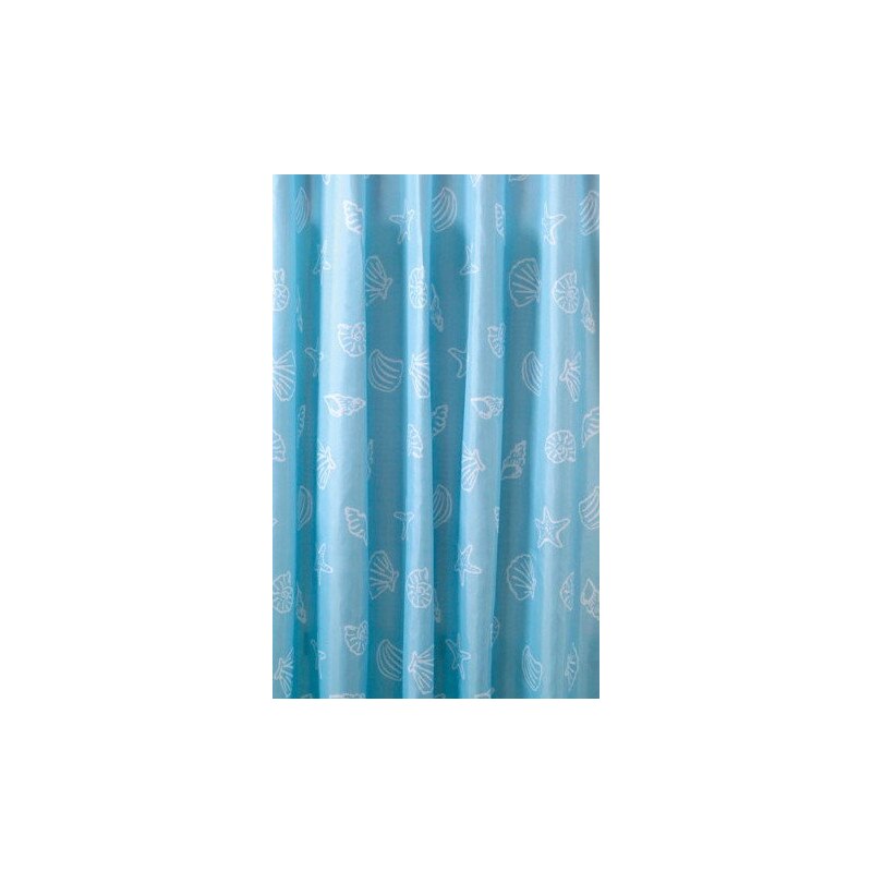 AQUALINE - Sprchový závěs 180x200cm, polyester, modrá, mušle (ZP006)
