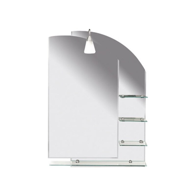 AQUALINE - WEGA zrcadlo 65x90cm, zaoblené, s policemi (65028)