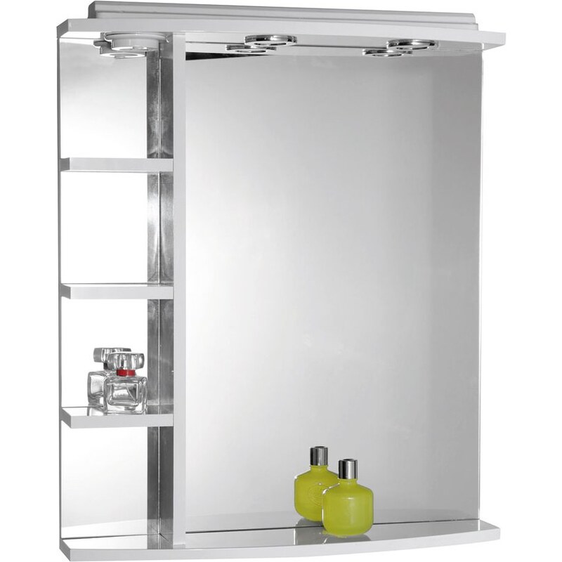 AQUALINE - KORIN zrcadlo s osvětlením a poličkami 80x70x15cm (57350)