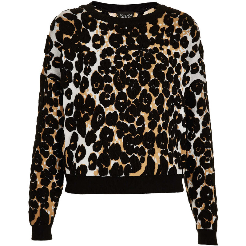 Topshop Knitted 3D Leopard Jumper