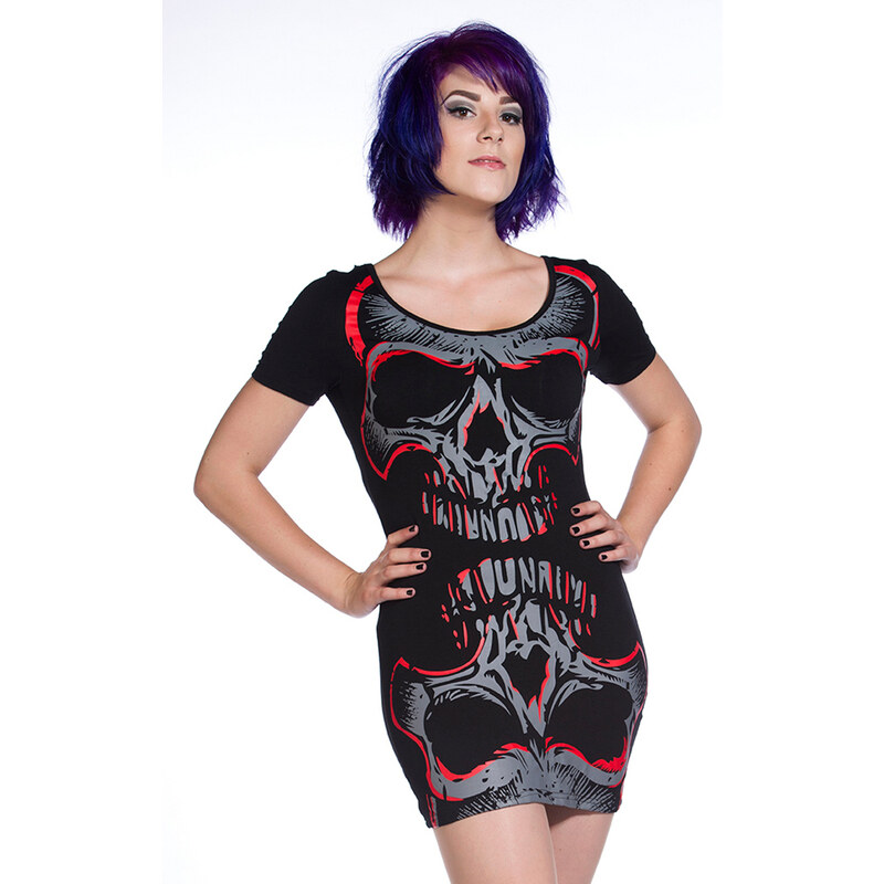 šaty dámské (tunika) BANNED - Red Mirror Skull - OBN134