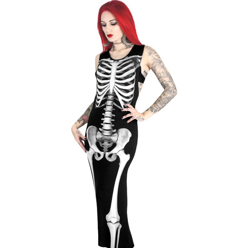 šaty dámské KILLSTAR - Skeletor Maxi - Black
