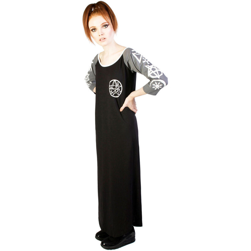 šaty dámské DISTURBIA - Necronomicon - Black/Grey - DIS782