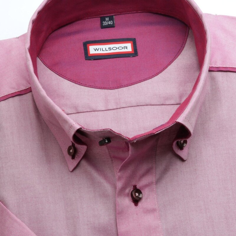 Willsoor Pánská slim fit košile 6629 ve fialkové barvě s krátkým rukávem