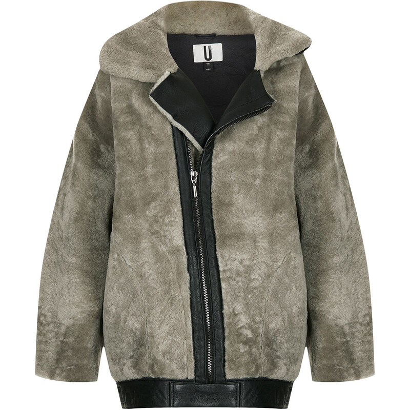 Topshop **Shearling Seam Bomber Jacket by Unique