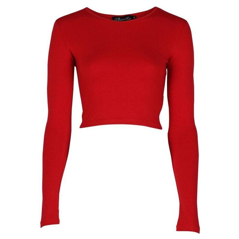At Republic Long Sleeved Crop Top Red 8 (XS)