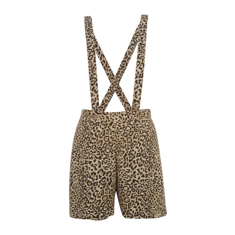 Miso All Over Print Dungaree Shorts Ladies Animal 8 (XS)
