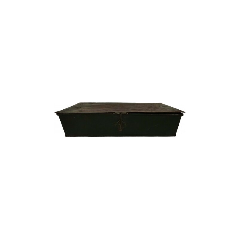 Industrial style, Starožitná plechová nádoba, krabice s víkem 8x40x27cm (1280)