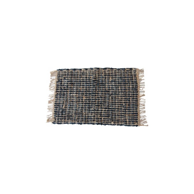 Industrial style, Jutovo-kožený kusový koberec, předložka 90x60cm (1338)