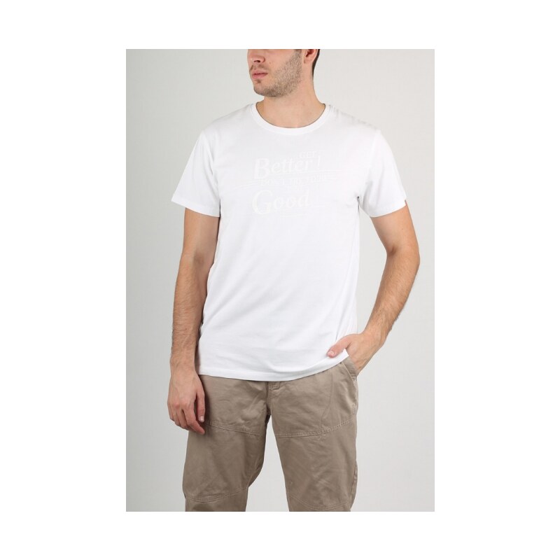 SAM 73 Pánské tričko s potiskem tón v tónu MT 604 white - bílá