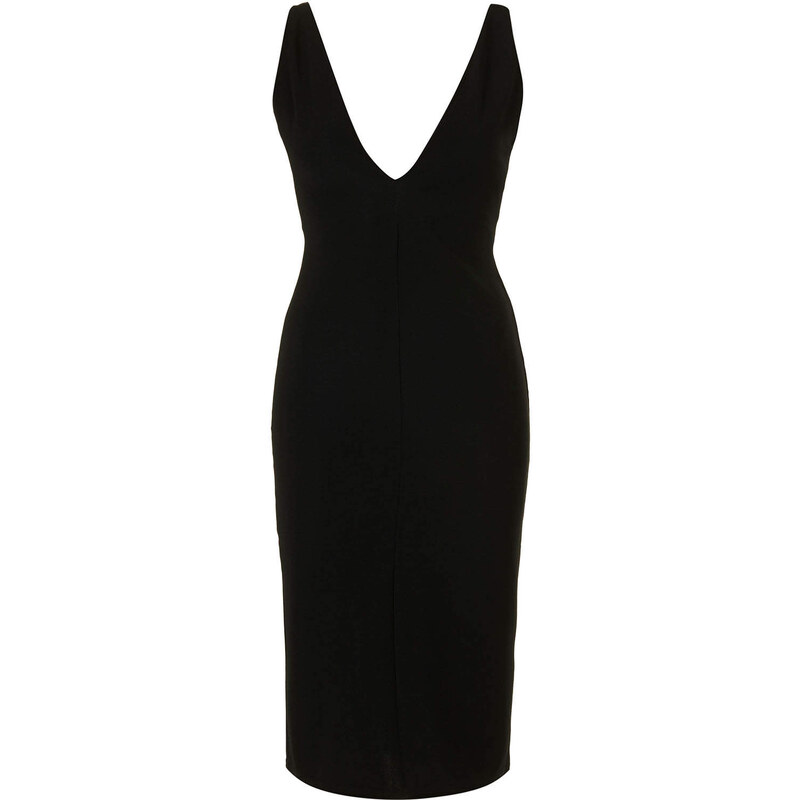 Topshop **Black Plunge Ribbed Bodycon Dress by Rare
