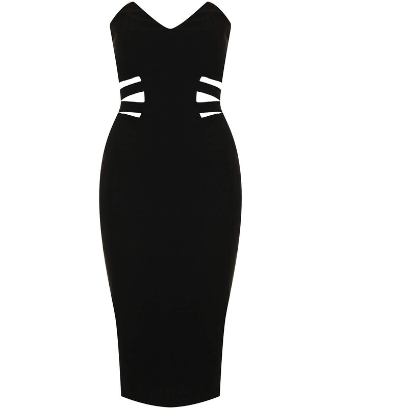 Topshop **Black Sweetheart Cage Side Cut-Out Dress by Rare