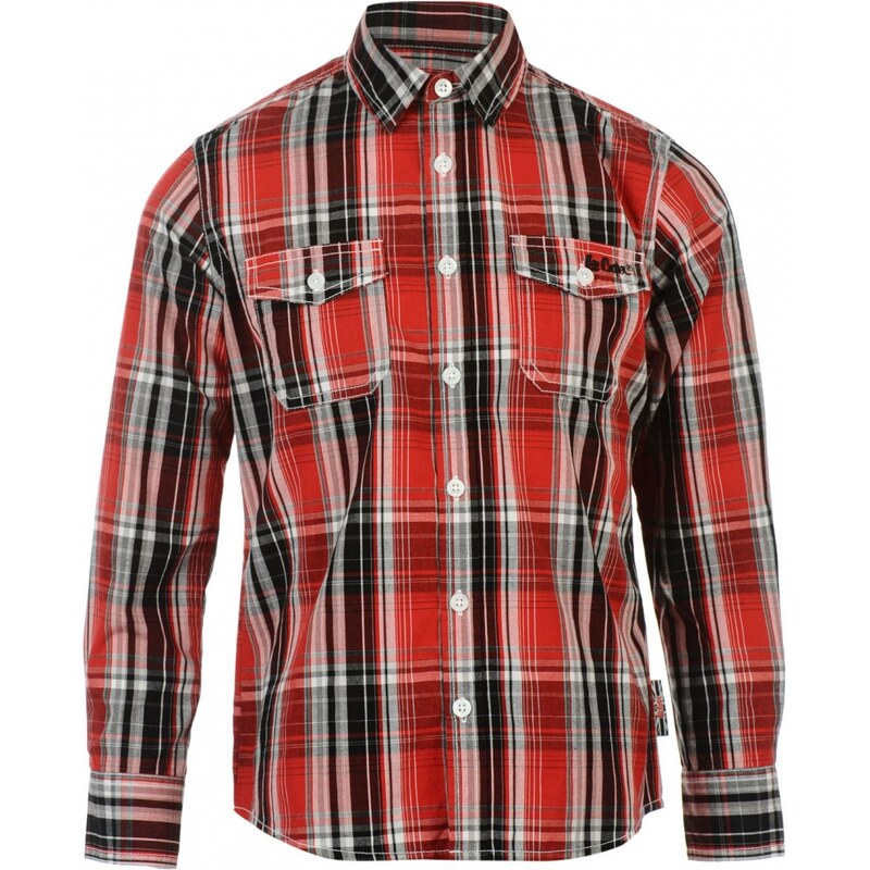 Lee Cooper Long Sleeve Check Shirt Junior Boys, red/black/white
