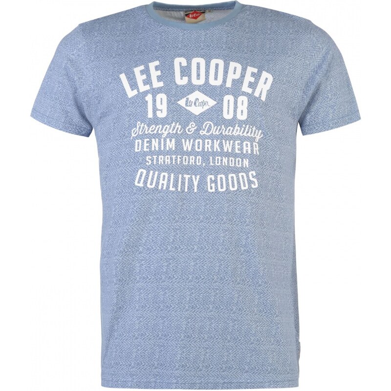 Lee Cooper Textured Print Short Sleeve T Shirt Mens, vintage blue