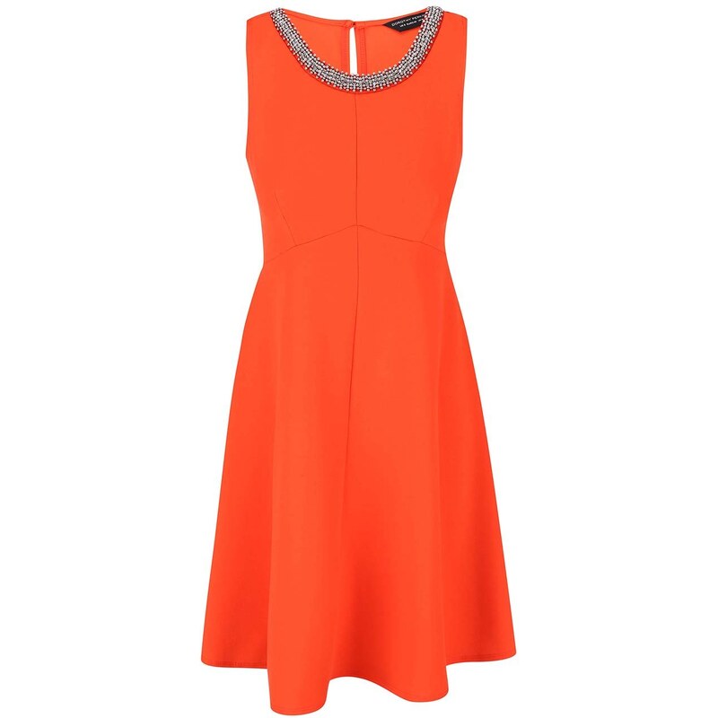 Oranžové šaty s ozdobnou aplikací Dorothy Perkins
