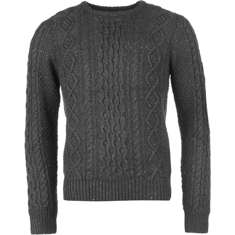 Svetr pánský Firetrap Neptune Cable Knit pánská Dark Slate Nep