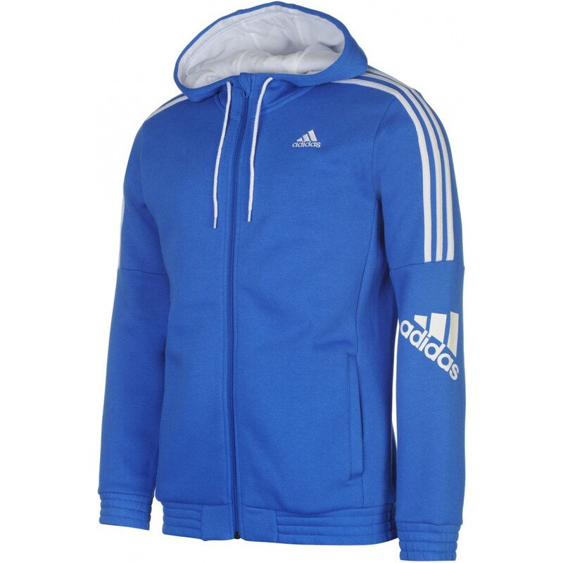 Adidas 3 Stripe Logo Hoody Mens, blue/white