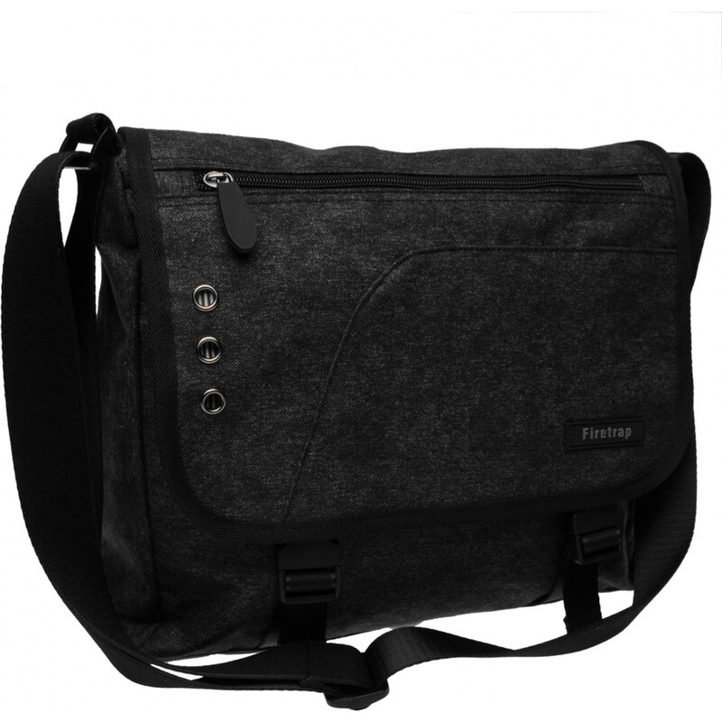 Firetrap Herringbone Messenger Bag, charcoal/black