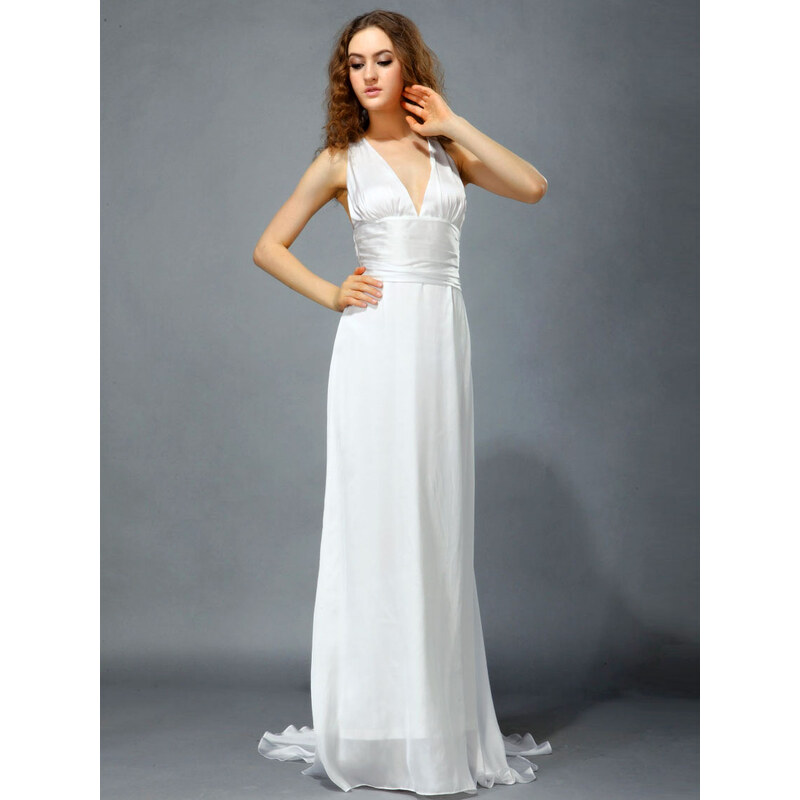 Ever-Pretty Elegantní bílé šaty s vlečkou