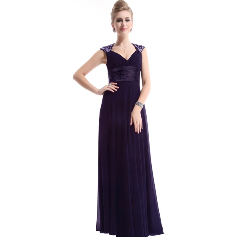 Ever-Pretty Tmavě fialové šifonové šaty inspirované antikou