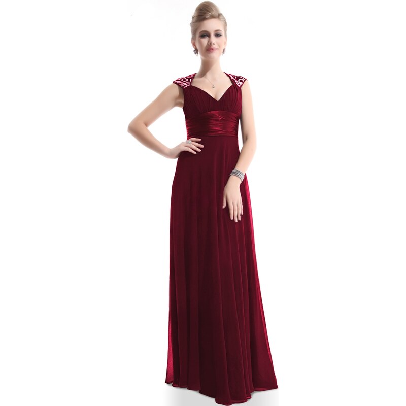 Ever-Pretty Vínově červené šifonové šaty inspirované antikou
