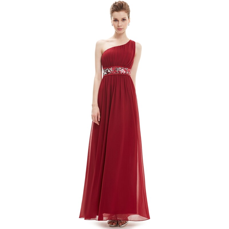 Ever-Pretty Vínově červené večerní šaty antického střihu