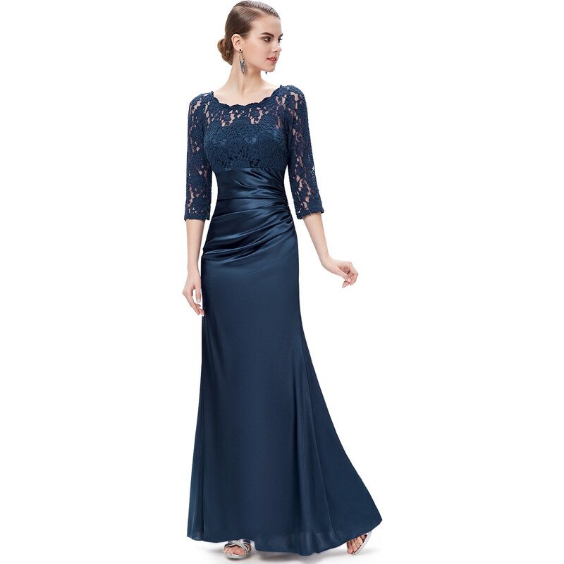 Ever-Pretty Elegantní námořnicky modré večerní šaty s tříčtvrtečními rukávy