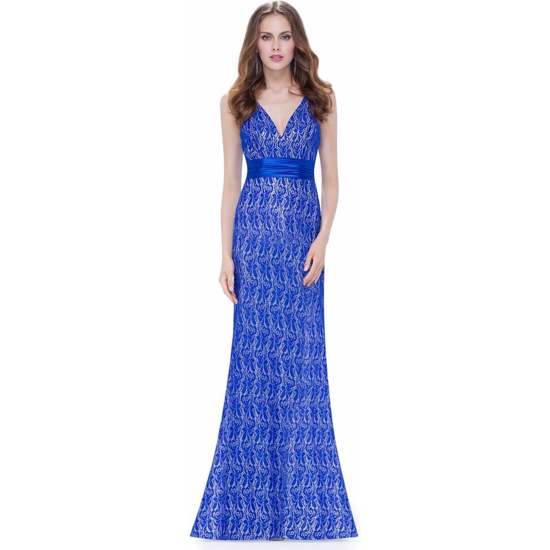 Ever-Pretty Zářivě modré krajkové šaty