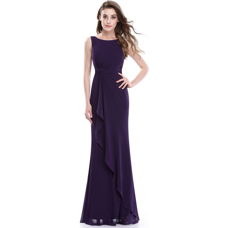 Ever-Pretty Tmavě fialové šaty s jemně asymetrickou sukní