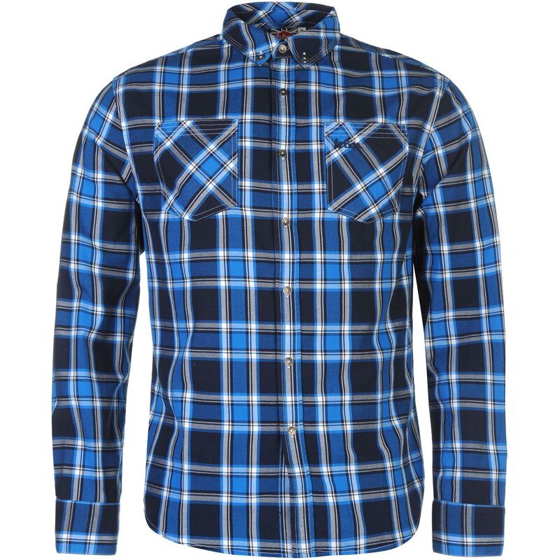 Lee Cooper Harlington Long Sleeve Check Shirt pánské Blue