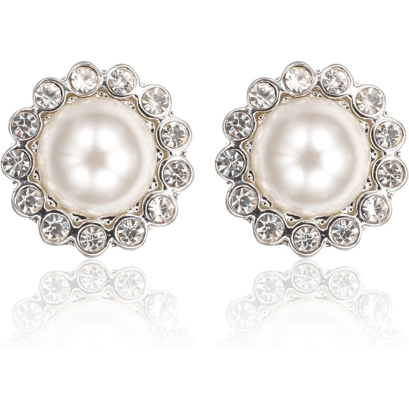 Marks and Spencer M&S Collection Pearl Effect Diamanté Bezel Floral Stud Earrings