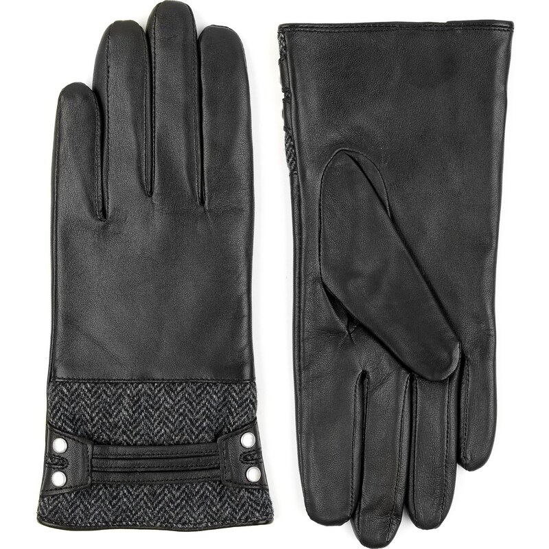 Marks and Spencer M&S Collection Leather Herringbone Tweed Gloves