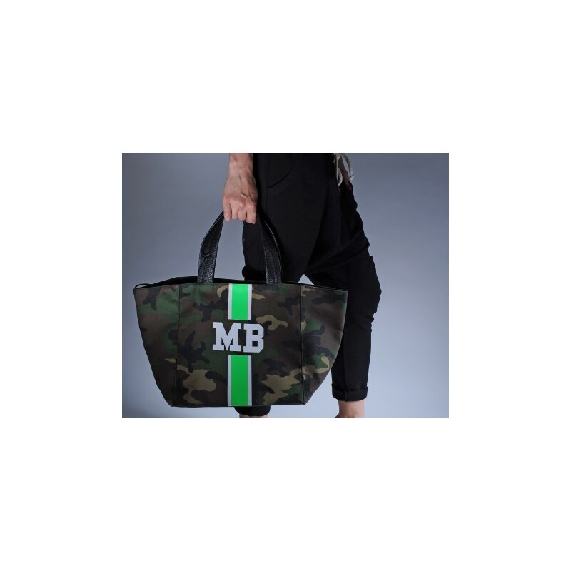 Mia Bag Army taška - shopper - zelený pás