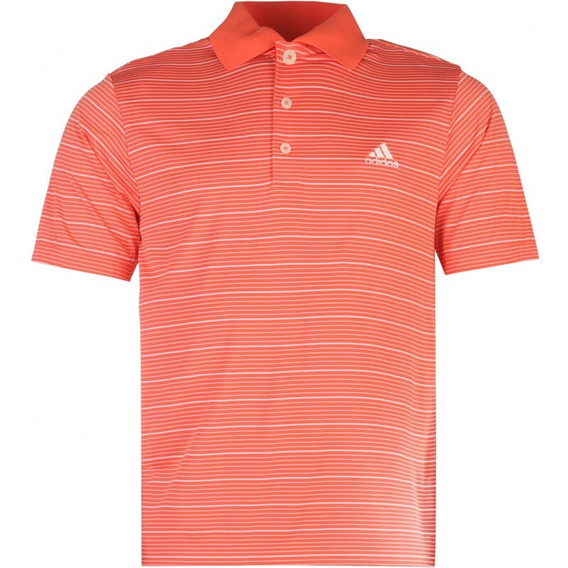 Adidas 2 Colour Stripe Golf Polo Mens, coral/white