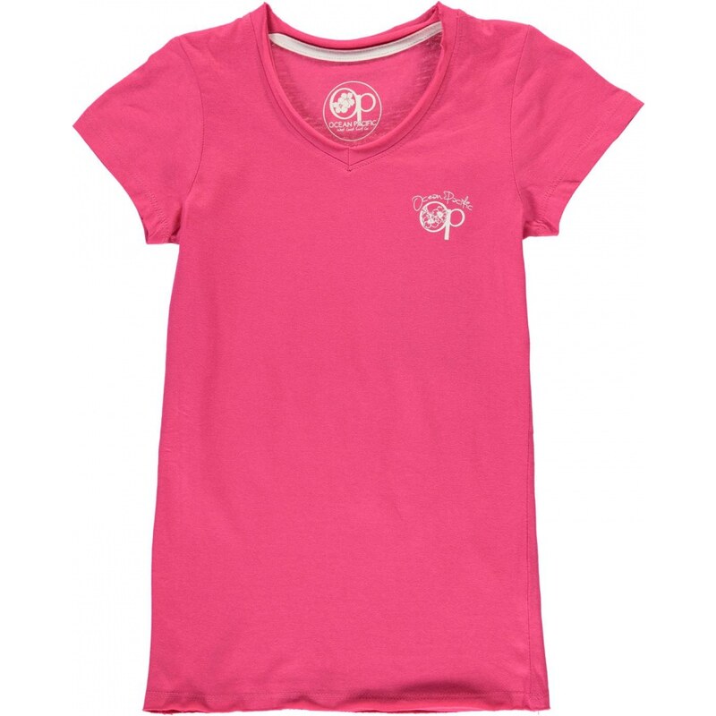 Ocean Pacific Long V Neck T Shirt Junior Girls, pink