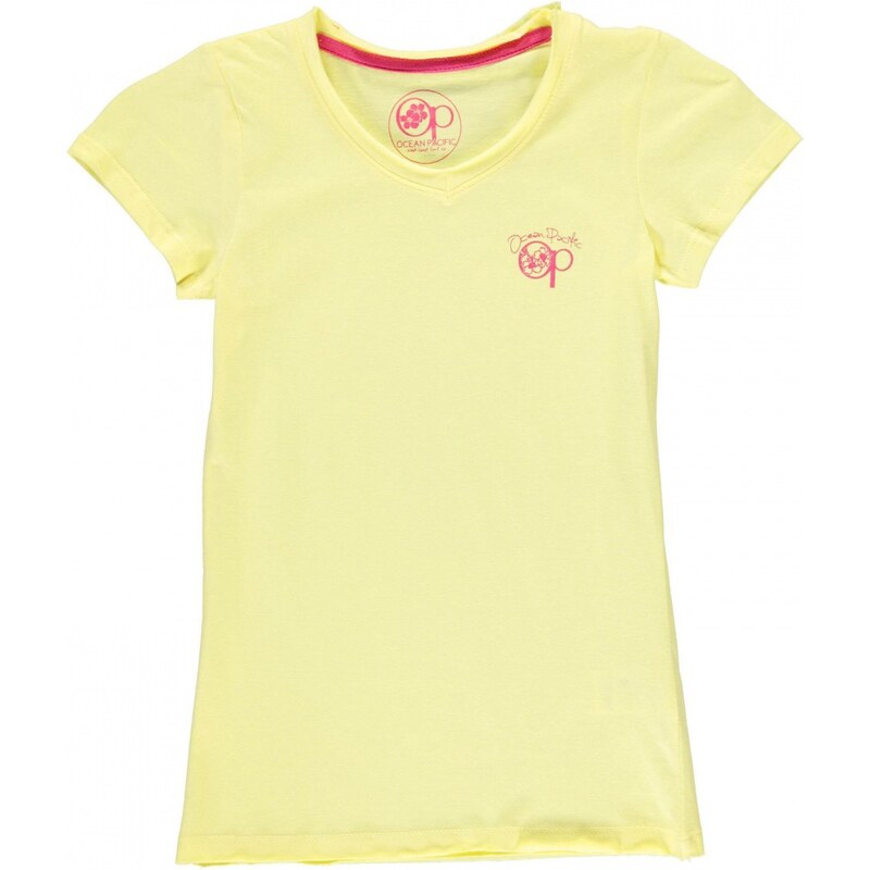 Ocean Pacific Long V Neck T Shirt Junior Girls, yellow