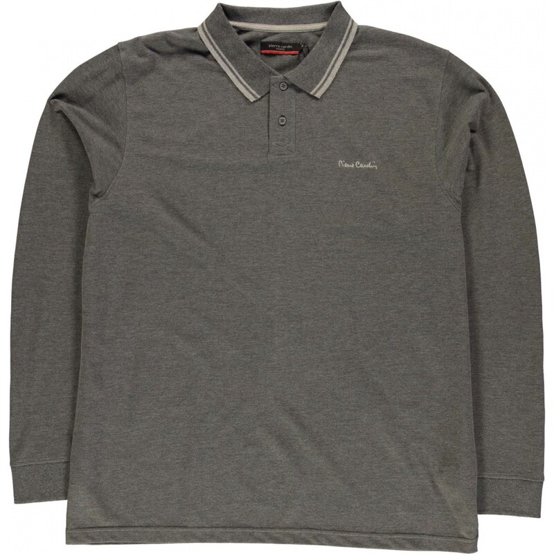 Pierre Cardin XL Long Sleeve Polo Shirt Mens, charcoal marl