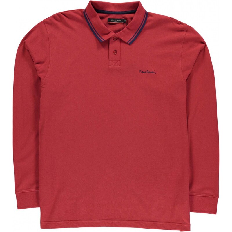 Pierre Cardin XL Long Sleeve Polo Shirt Mens, dark red
