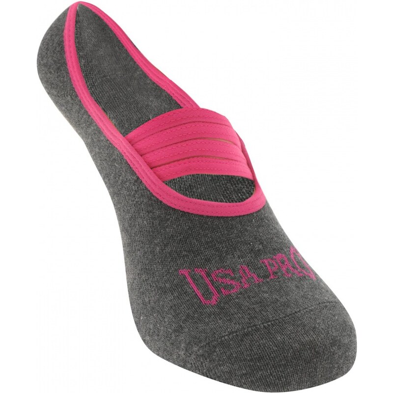USA Pro Yoga Slip Socks 2 Pack Ladies, charcoal/pink