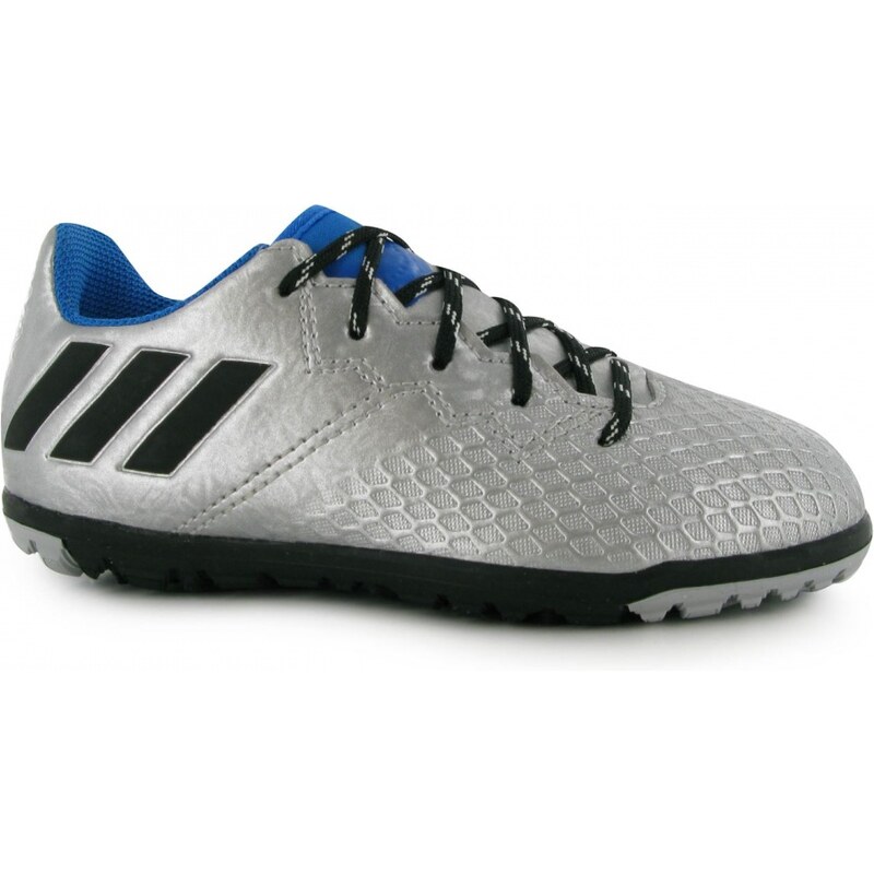 Adidas Messi 16.3 Childrens Astro Turf Trainers, silver/blk/blue