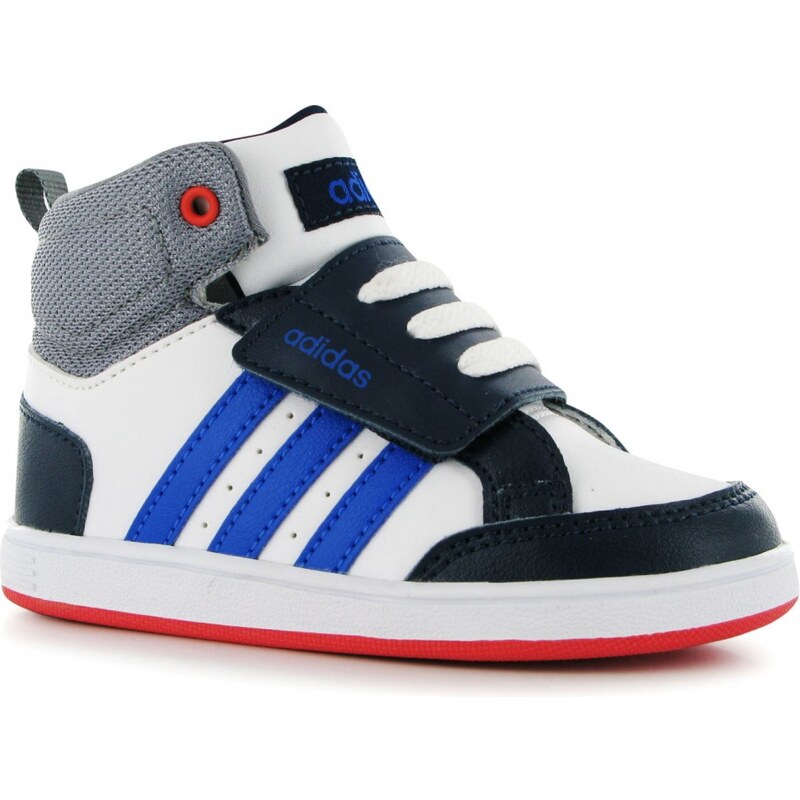 Adidas Hoops Mid Infants Trainers, wht/blue/grey