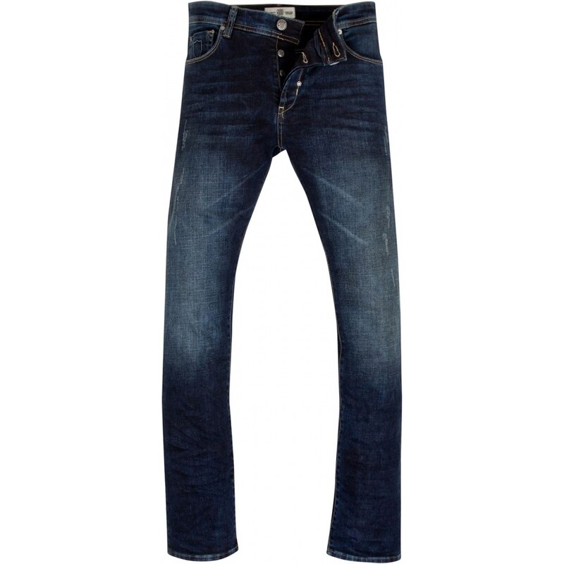 883 Police Garcia Straight Mens Jeans, coated blue