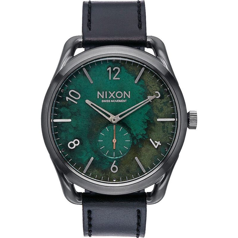 NIXON A465-2069 C45 Leather Gunmetal Green Oxyde 45mm 10ATM
