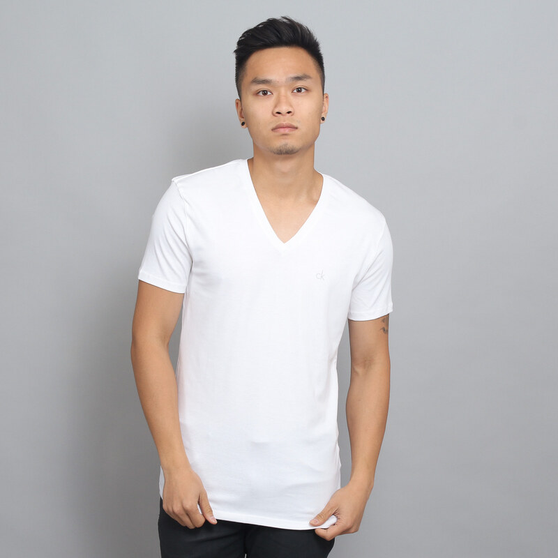 Calvin Klein V - Neck Slim Fit bílé